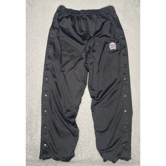 Rare VTG LOGO Athletic Sacramento Kings Tear Away Warm-Up Pants Black Mens Sz XL
